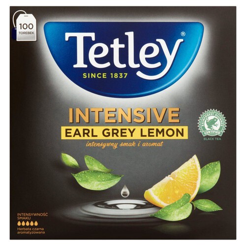 Intensive Earl Grey Lemon herbata czarna  Tetley 100 torebek