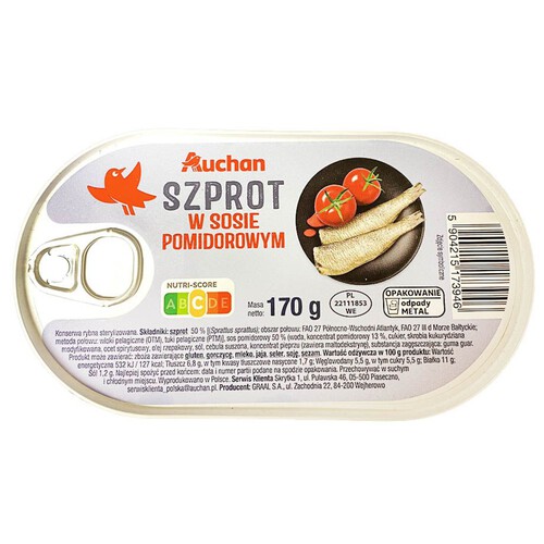 Szprot w sosie pomidorowym Auchan 170 g