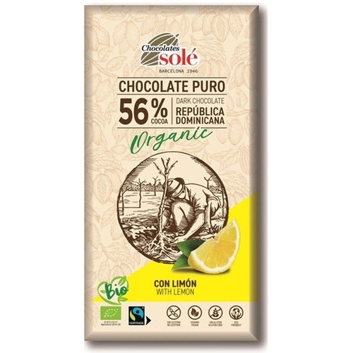 BIO Czekolada gorzka z cytryną 56% kakao   Sole 100 g