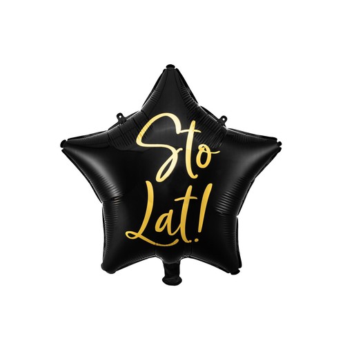 Balon foliowy Sto Lat! 40cm czarny (1 op. / 1 szt.) PartyDeco 1 sztuka