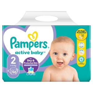 Pieluszki active baby 2 4-8 kg Pampers 96 sztuk