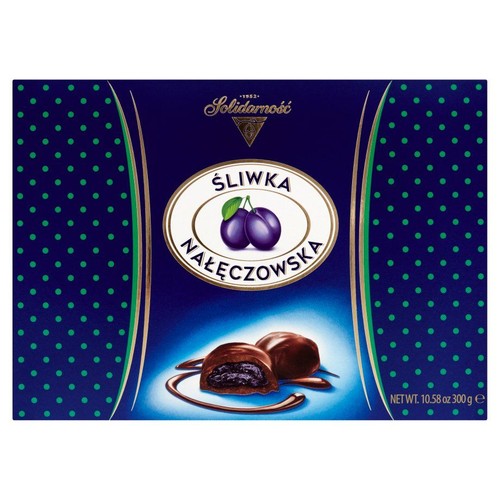 Śliwka kandyzowana w masie kakaowej w czekoladzie  Solidarność 300 g
