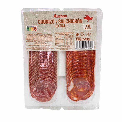 Mix kiełbas Chorizo i Salchichón plastry Auchan 180 g