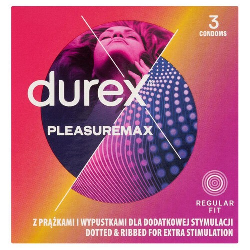 Prezerwatwy Pleasuremax z wypustkami i prążkami Durex 3 sztuki