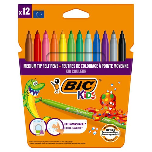 Flamastry Kid Couleur 12 kolorów BiC 12 sztuk