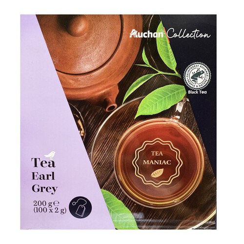 Cejlońska czarna herbata Earl Grey aromatyzowana, ekspresowa Auchan 100 torebek