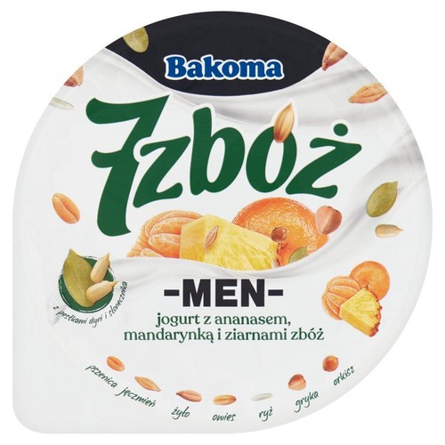 7 Zbóż men jogurt z ananasem mandarynką i zbożami Bakoma 300 g