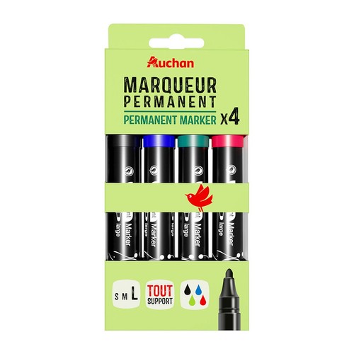 Marker permanentny 4 kolory Auchan 4 sztuki