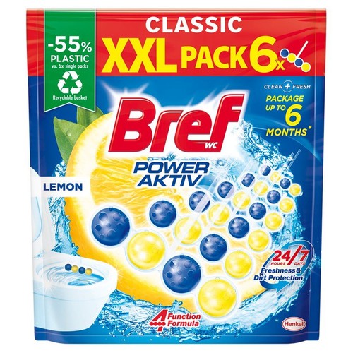 Zawieszka do WC Power Aktiv Lemon 50g BREF 6 sztuk