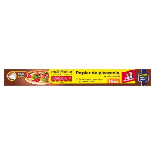 Opakowanie papieru do pieczenia Jan Niezbędny Multi-bake, 16 gotowych arkuszy. Zapobiega przywieraniu.