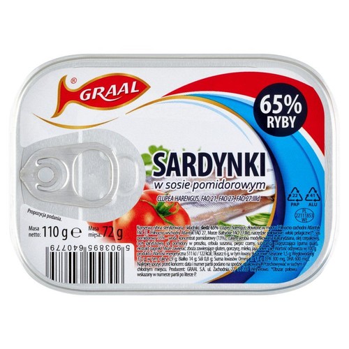 Sardynki w sosie pomidorowym  GRAAL 110 g