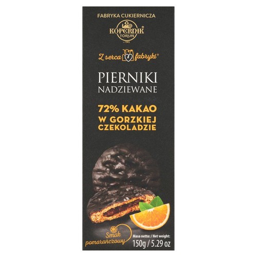 Pierniki w gorzkiej czekoladzie z nadzieniem pomarańczowym Kopernik 150 g 