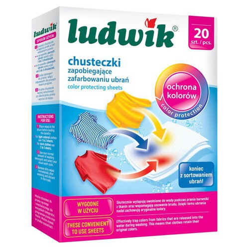 Chusteczki zapobiegające zafarbowaniu ubrań Ludwik 20 sztuk