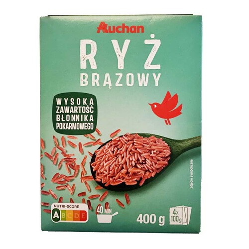 Ryż brązowy długoziarnisty Auchan 4 x 100 g