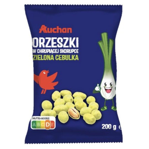 Orzeszki ziemne w skorupce o smaku zielonej cebulki Auchan 200 g