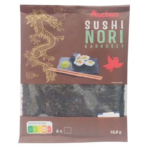 Liście alg sushi nori Auchan 6 sztuk