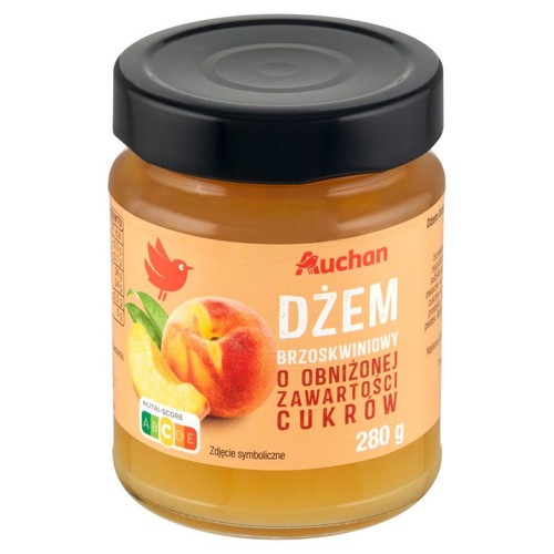 Dżem brzoskwiniowy o obniżonej zawartości cukrów Auchan 280 g