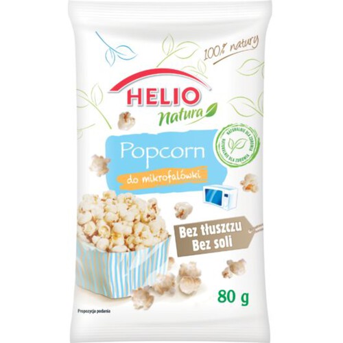 Popcorn bez soli tłuszczu do kuchenki mikrofalowej Helio 80 g