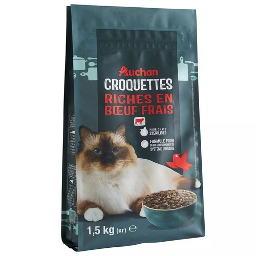 Kompletna sucha karma dla kotów z wołowiną Auchan 1,5 kg