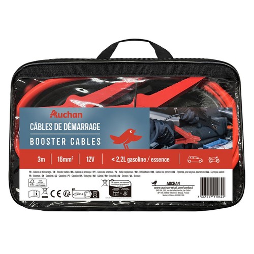 Przewody rozruchowe 16 mm 3m  Auchan 2 sztuki