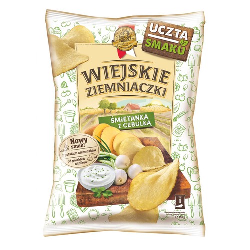 Chipsy ziemniaczane o smaku śmietanki z cebulką Wiejskie Ziemniaczki 130 g