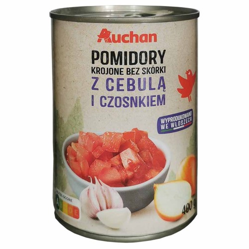 Pomidory krojone z cebulą i czosnkiem Auchan 400 g