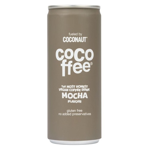 Puszka napoju kawowego COCOffee o smaku mokka. Produkt wegański, bezglutenowy, bez konserwantów.
