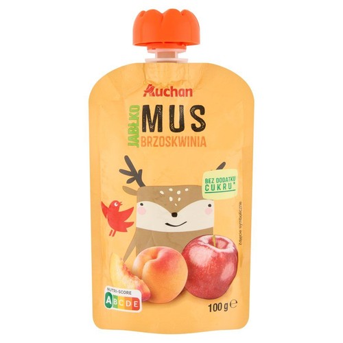 Mus jabłko - brzoskwinia bez dodatku cukru Auchan 100 g