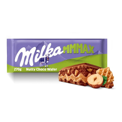 MMMAX Czekolada mleczna z orzechami i wafelkami Milka 270 g