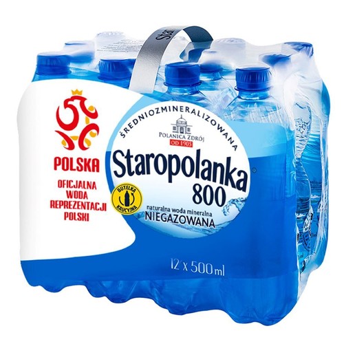Naturalna woda mineralna niegazowana 800 Staropolanka 12 x 0,5 l