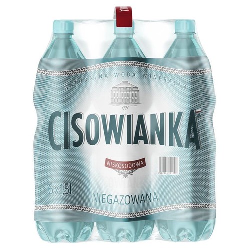 Zgrzewka 6 butelek wody mineralnej Cisowianka, niegazowanej, niskosodowej, każda po 1.5 litra.
