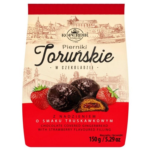 Pierniki Toruńskie w czekoladzie z nadzieniem truskawkowym Kopernik 150 g