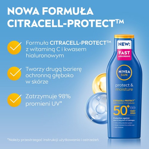 Nawilzający balsam do opalania SPF 50 + Nivea 200 ml