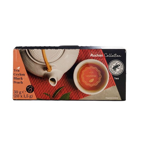 Herbata czarna o smaku brzoskwini Auchan Collection  20 torebek