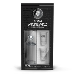 Wódka czysta Premium alk. 40,0% obj. + 2 kieliszki   Adam Mickiewicz 700 ml