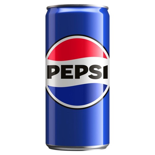 Niebieska puszka napoju Pepsi z logo w kolorach czerwonym, białym i niebieskim.