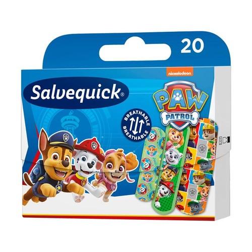 Salvequick plastry z bohaterami Psiego Patrolu, 20 sztuk. Oddychające.