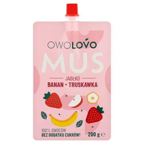 Mus owocowy o smaku jabłko banan truskawka Owolovo 200 g