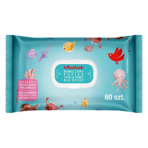 Nawilżany papier toaletowy dla dzieci Auchan 60 sztuk