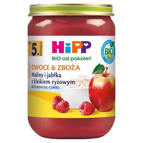 BIO Maliny i jabłka z kleikiem ryżowym po 5. miesiącu HiPP 700 ml
