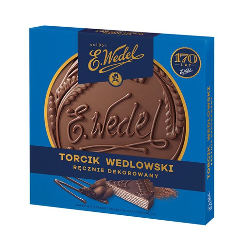 Orzechowy arachidowy torcik waflowy w czekoladzie deserowej E.Wedel 250 g