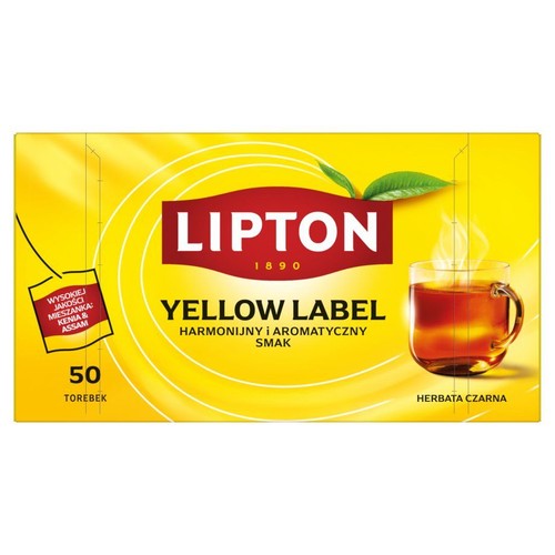 Opakowanie herbaty Lipton Yellow Label. Czarna herbata, 50 torebek.