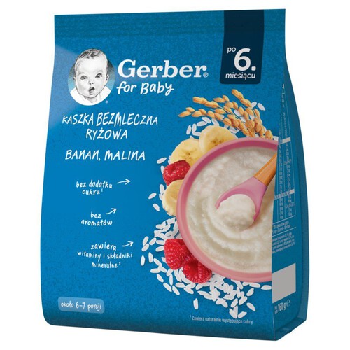 Kaszka bezmleczna ryżowa banan - malina po 6 miesiącu Gerber 160 g