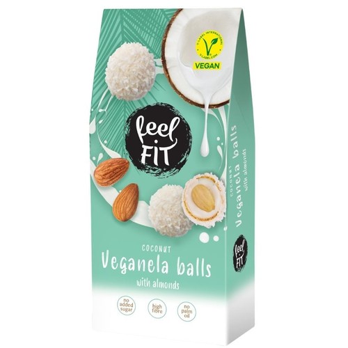 Veganela kulki kokosowe z migdałami bez cukru Feel Fit 63 g