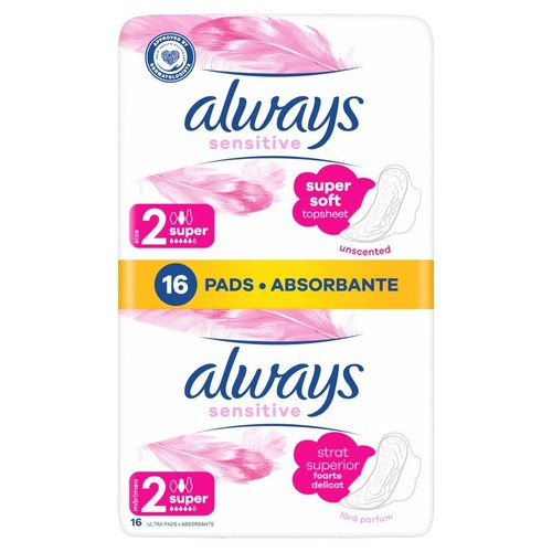 Podpaski Ultra Sensitive Super Plus ze skrzydełkami 2 Always 16 sztuk