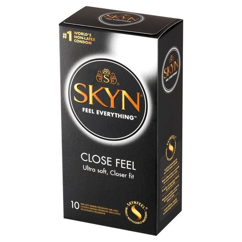 Opakowanie prezerwatyw SKYN Close Feel, ultra miękkich, bez lateksu. Zawiera 10 sztuk.