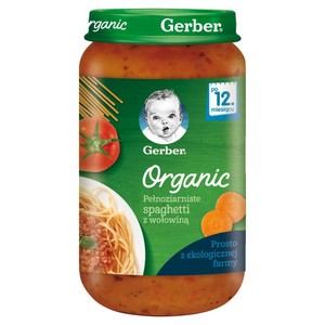BIO Pełnoziarniste spaghetti z wołowiną po 12. miesiącu Gerber 250 g