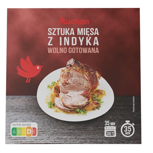 Sztuka mięsa z indyka wolno gotowana Auchan na wagę ok 700 g