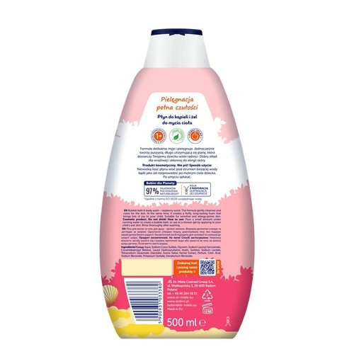 Płyn do kąpieli i żel do mycia ciała 2w1 o zapachu malin Bobini 500 ml