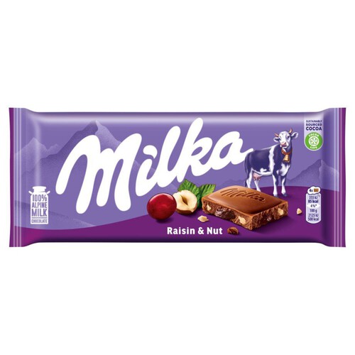 Czekolada mleczna z rodzynkami i orzechami laskowymi Milka 100 g